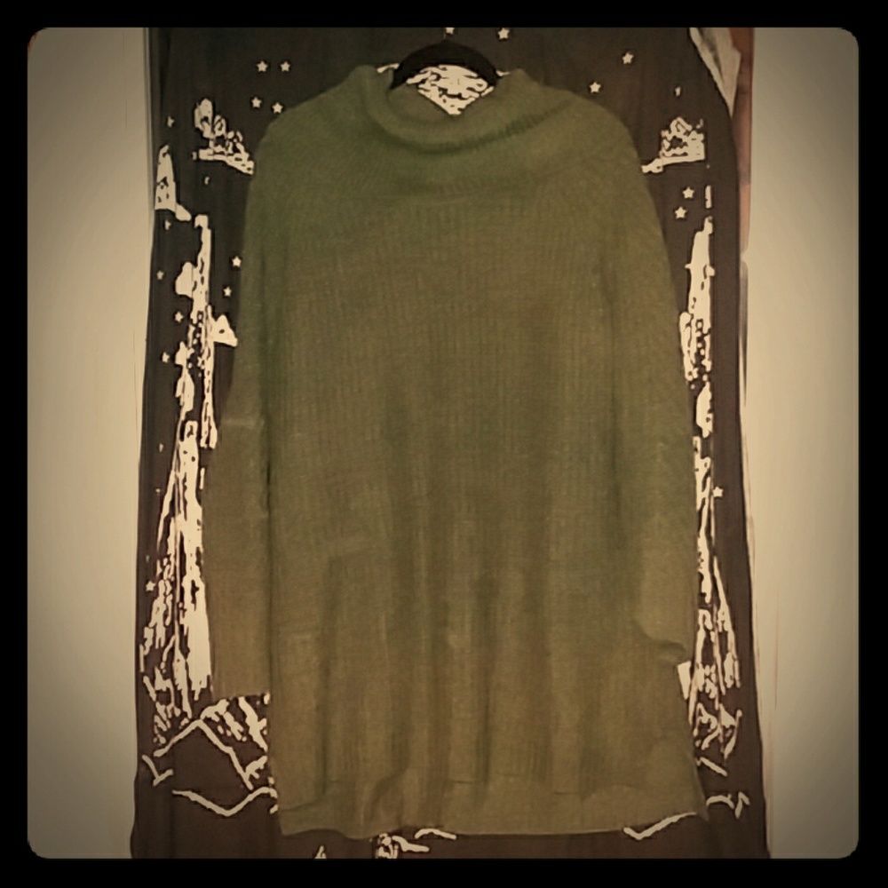 XXL Green Knit Turtleneck sweater dress